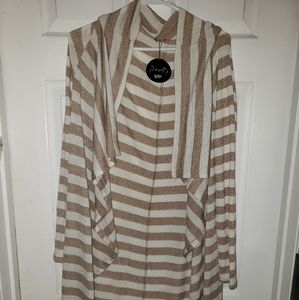 Tan/white striped cardigan